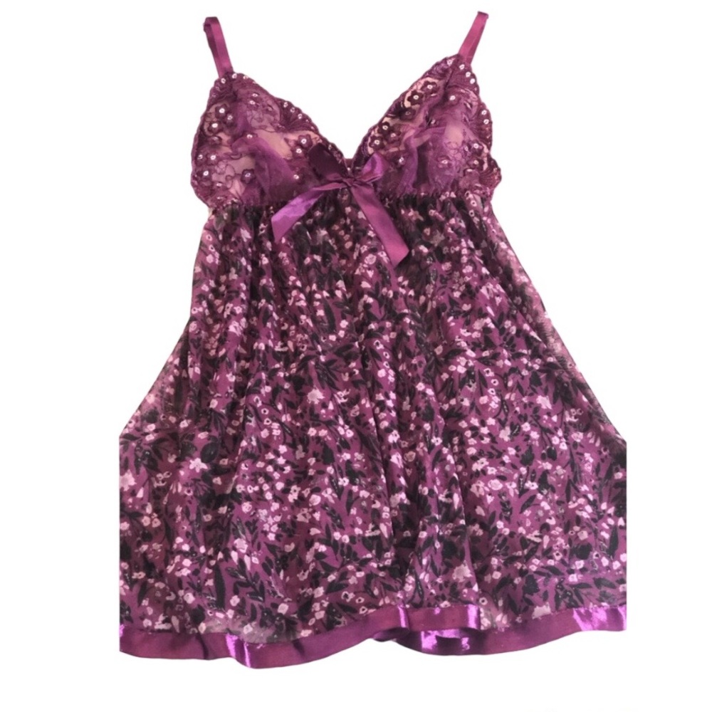 💚NWOT Garden Party Embroidered Sequined Purple Chemise Slip Dress